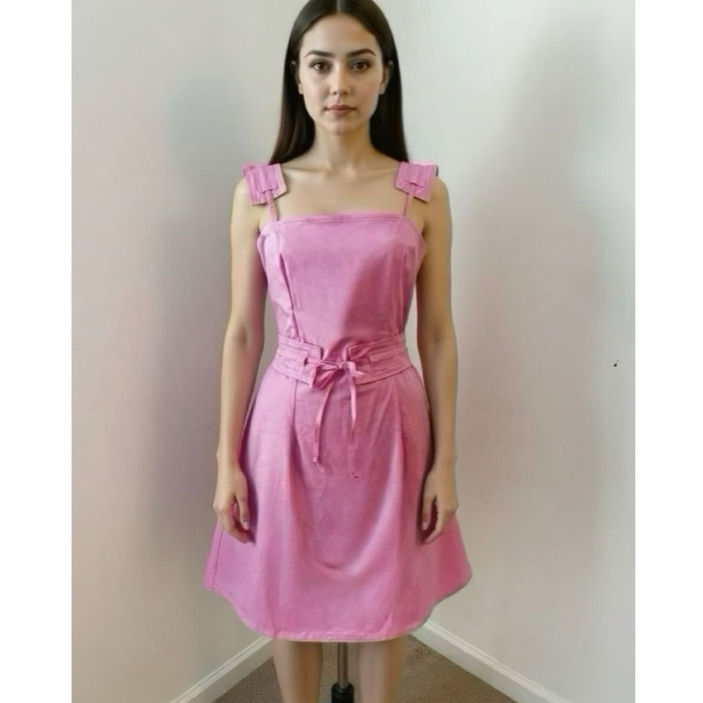 Pink Women's Cotton A-Line Dress